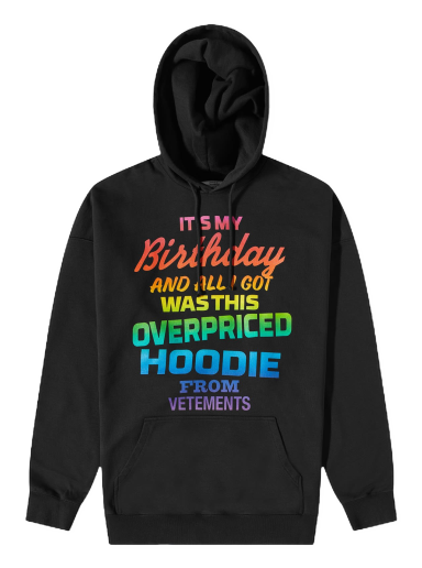 Sweatshirt VETEMENTS Overpriced Birthday Hoodie Black/Rainbow Svart | UE54HD280B