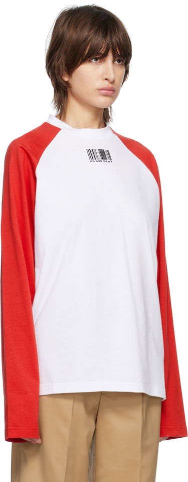 T-shirt VETEMENTS Barcode Long Sleeve T-Shirt Vit | VL16LS140R, 1