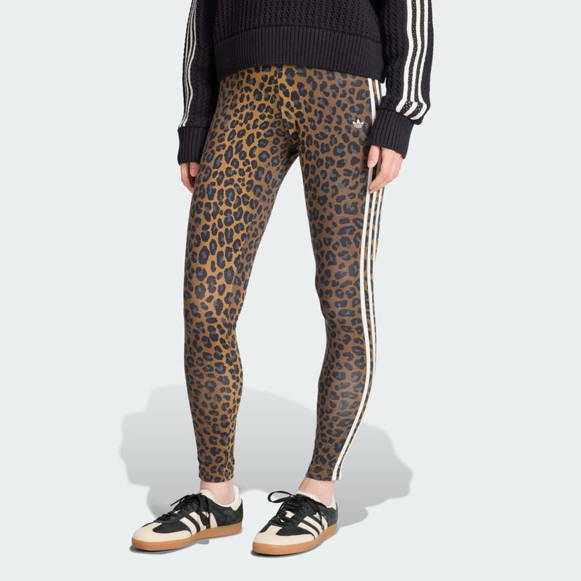Damasker adidas Performance 3-Stripes Leopard Print Leggings Brun | JW7308