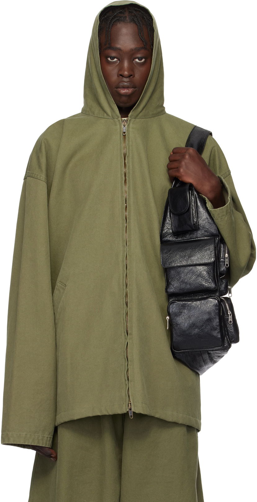 Sweatshirt Balenciaga Balenciaga Hooded Zip-Up Jacket Grön | 808823TRP103420