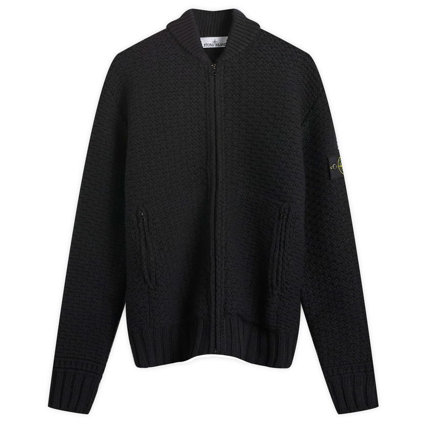 Bomberjacka Stone Island Pure Wool Knitted Full-Zip Bomber Jacket Svart | K2S155100055-V0029