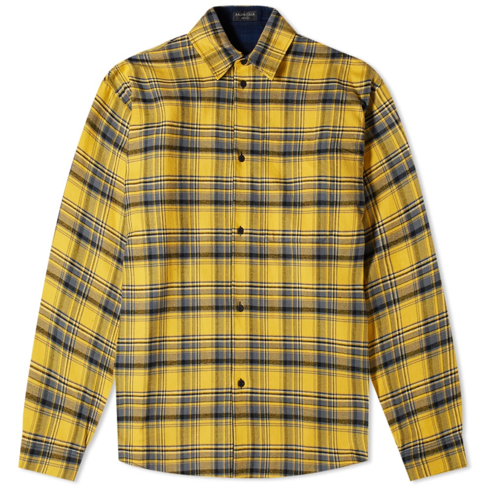 Skjorta Balenciaga Reversible Oversized Check Overshirt Gul | 720105-TNM27-7660, 0