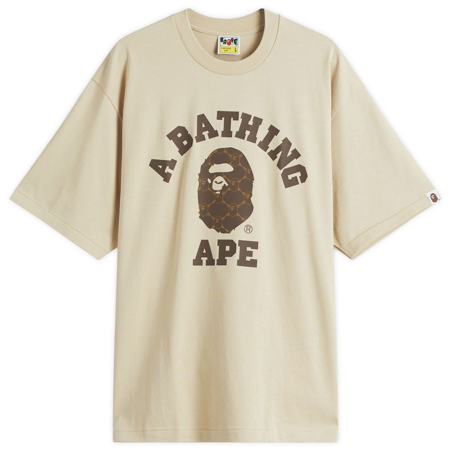 T-shirt BAPE A Bathing Ape Collegeonogram Relaxed Fit T-Shirt, Size Large Beige | 001TEL301322M-BEI, 1