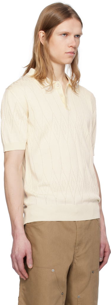 Polotröja Golden Goose Golden Goose Argyle Knit Short Sleeve Polo Beige | GMP01412.P001834.11560, 1