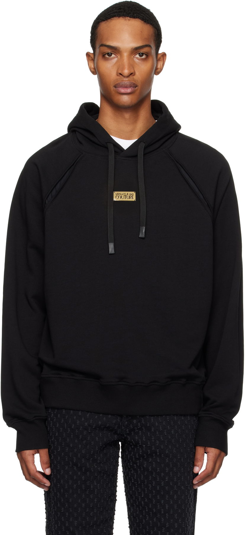 Sweatshirt Versace Outline Barocco Relaxed-Fit Hoodie Svart | E78GAI314_EF0010