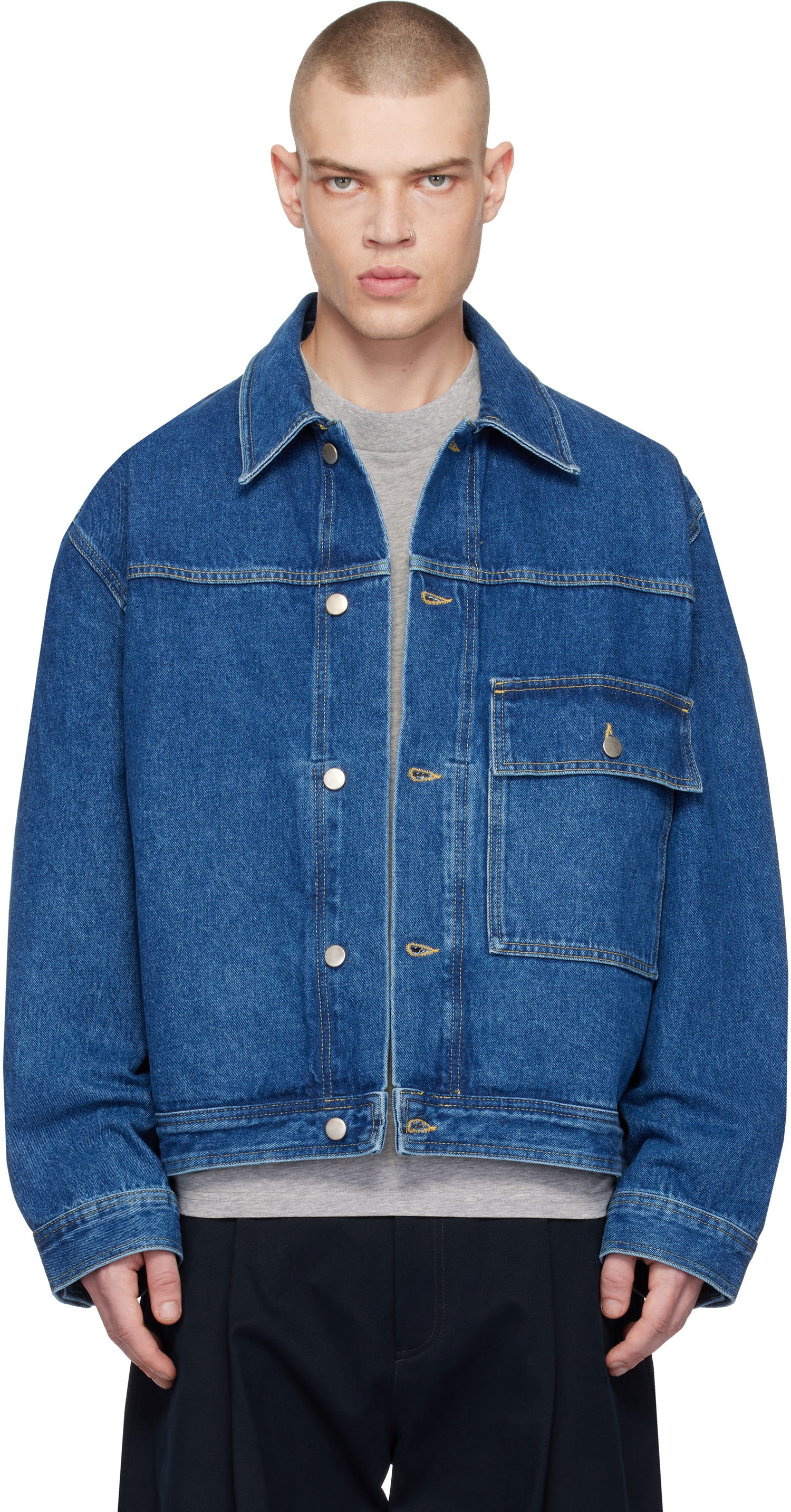 Jacka Studio Nicholson Studio Nicholson Petar Denim Jacket Blå | PETAR SNM-1079, 0