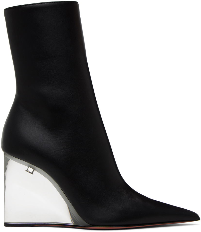 Trenchcoat Amina Muaddi Amina Muaddi Pernille Wedge Ankle Boots Svart | PERNILLE HALF GLASS WEDGE NAPPA