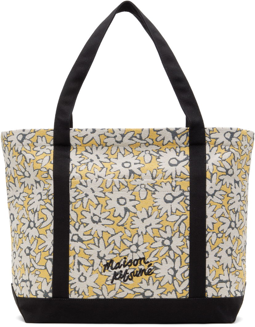 Tygpåse MAISON KITSUNÉ Maison Kitsuné Daisy Field Jacquard Tote Bag Gul | OW05121WB0023