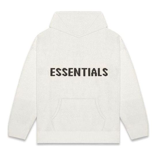 Sweatshirt Fear of God Essentials Knit Logo Hoodie Vit | FOG-FW20-334