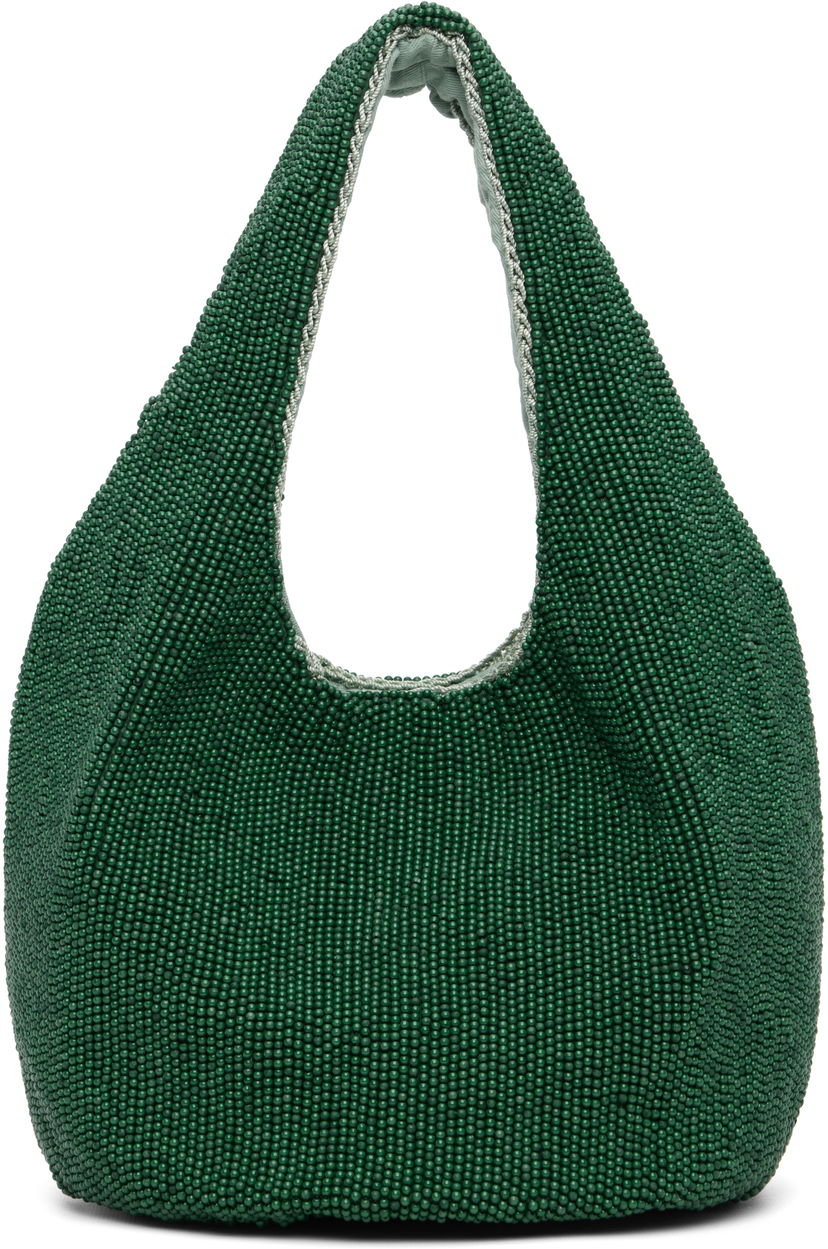 Tygpåse JW Anderson Mini Beaded Shopper Tote Grön | HB0744-FA0469