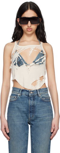 Rick Owens DRKSHDW Cropped Distressed Tank Top