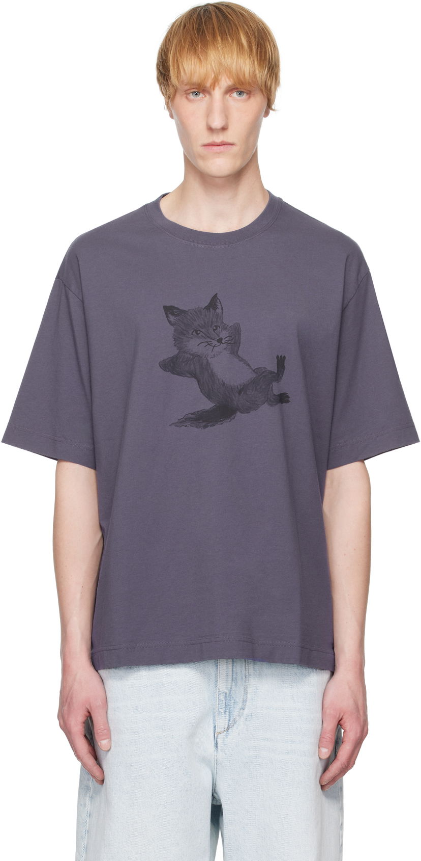 T-shirt MAISON KITSUNÉ Maison Kitsuné Chillax Fox Oversize T-Shirt Purpur | OM00108KJ0008