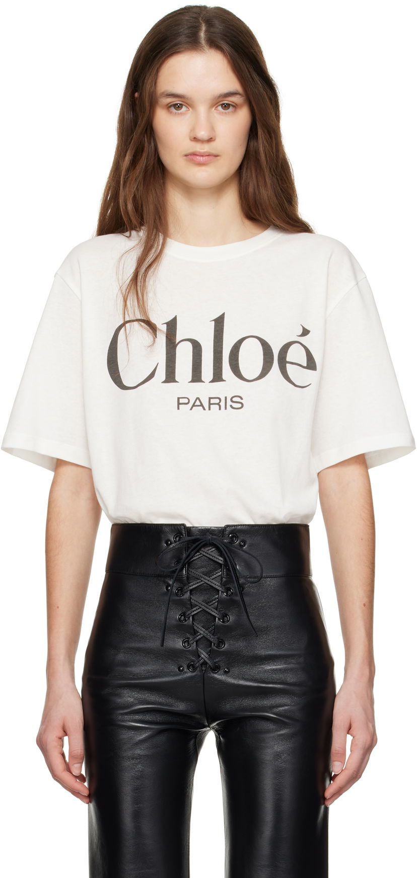 T-shirt CHLOÉ Chloé Oversized Logo T-Shirt Vit | CH25SJH20191