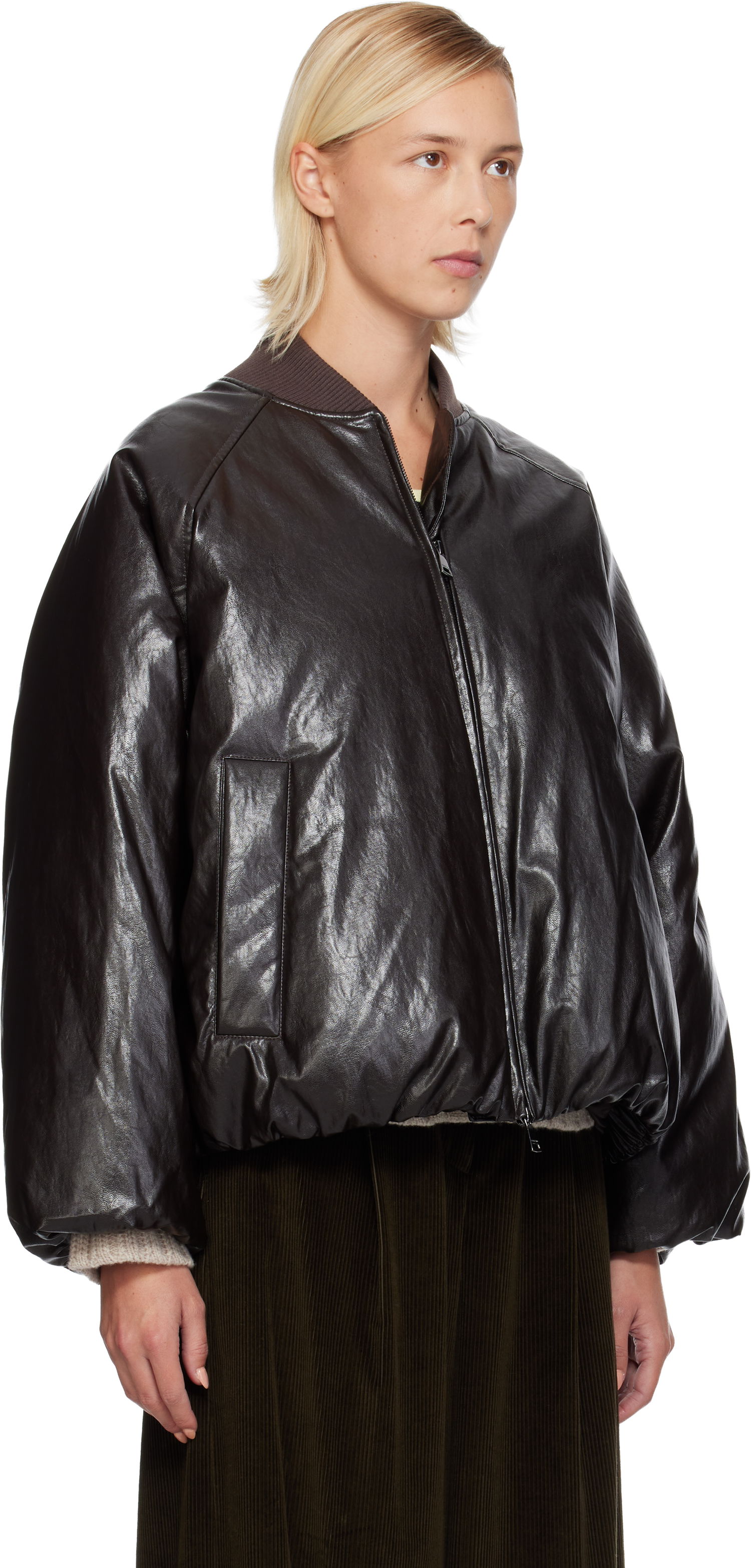 Pufferjacka Max Mara Potente Faux-Leather Down Jacket Brun | 2525486042600, 1