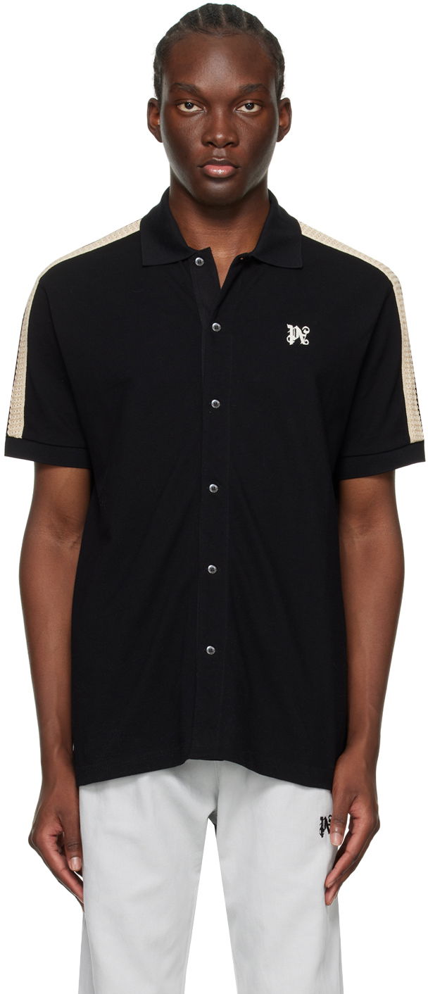 Polotröja Palm Angels Monogram Track Polo Tee Svart | PMBD069R24FAB0011003