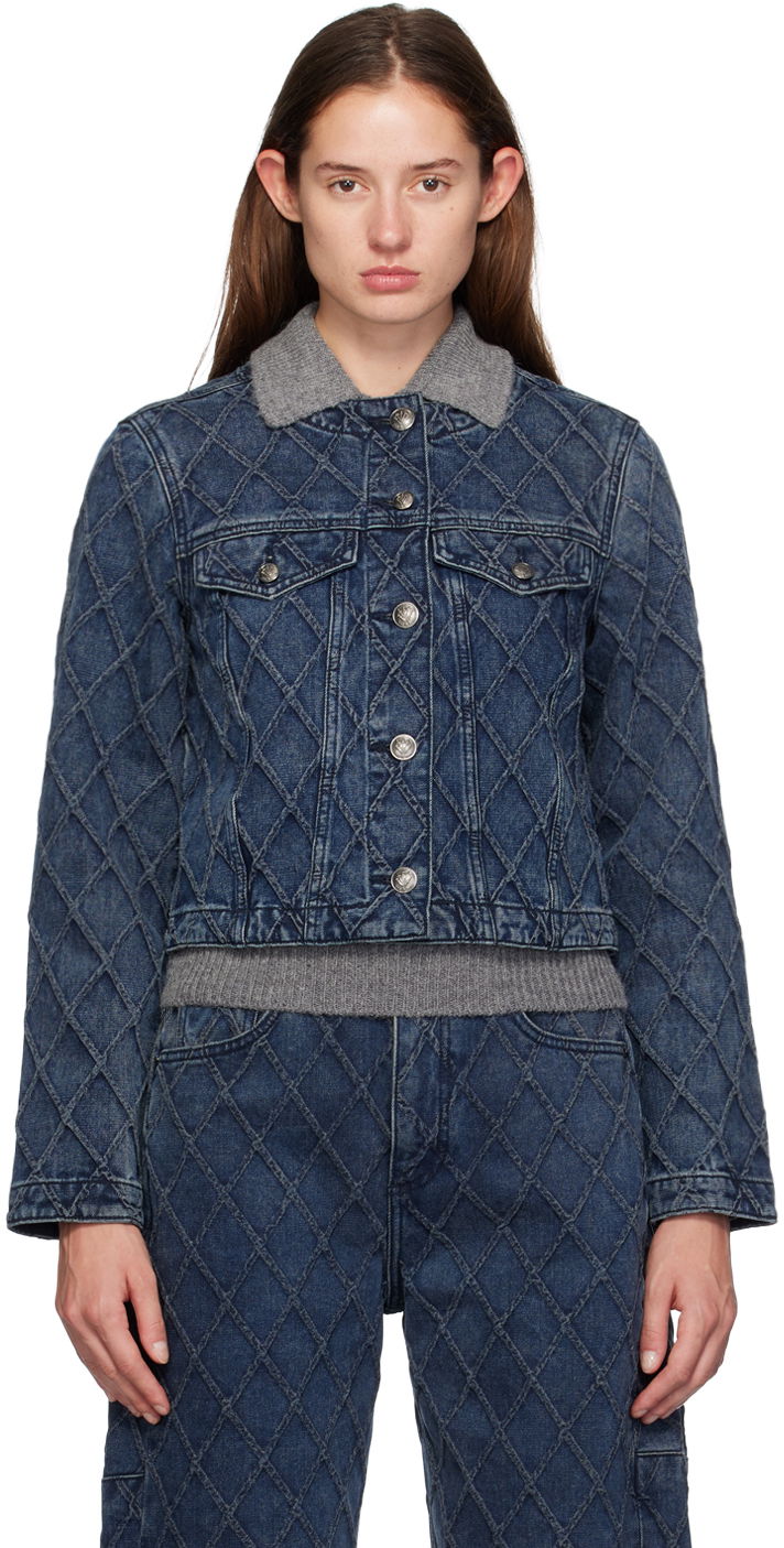 Jacka rag & bone Quilted Denim Jacket Blå | WDD24F1438Q2KA