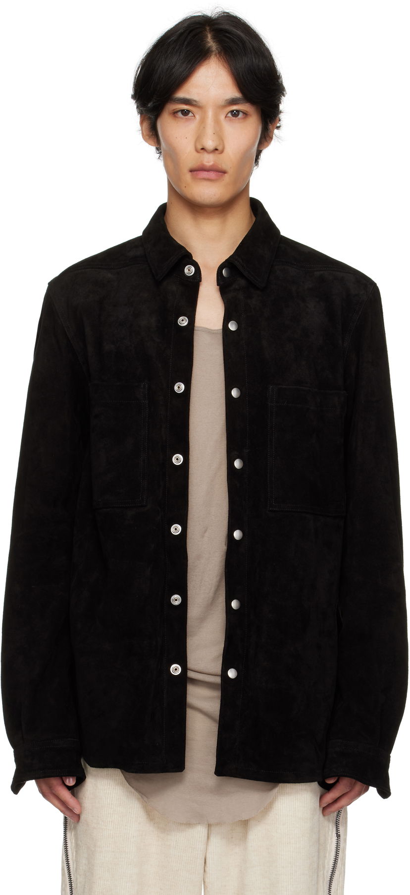 Jacka Rick Owens Rick Owens Concordians Suede Overshirt Svart | RU02E1744 LCS