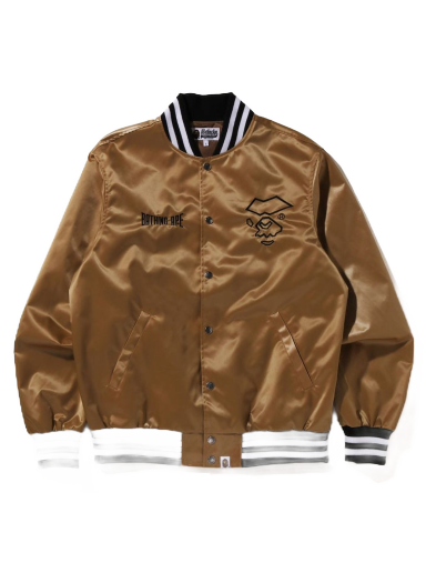 Jacka BAPE Nylon Varsity Jacket Beige | 1J20-141-002