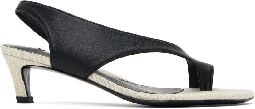 Tillbehör TOTEME TOTEME Leather Thong Heeled Sandals Svart | 252-WAS0201-LE0104