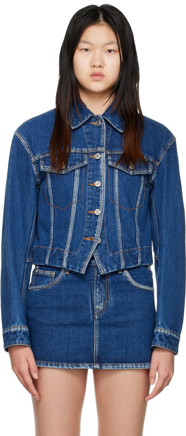Jacka We11done We11done V-Line Denim Jacket Blå | WD-DJ3-22-330-W-BL
