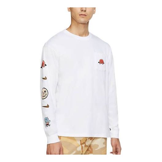 T-shirt Nike SB SB Cartoon Logo Pocket Skateboarding Long Sleeve T-Shirt Vit | CZ6176-100