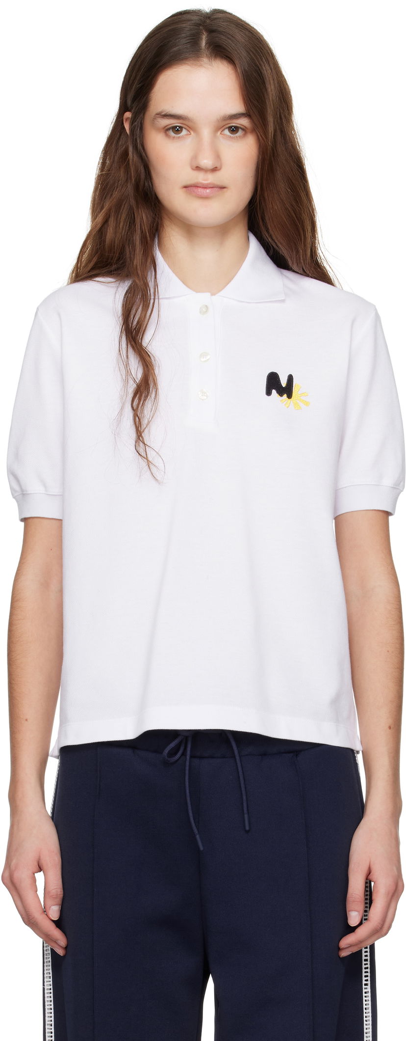 Polotröja MSGM MSGM Logo Patch Polo Vit | 3841MDM80 257137