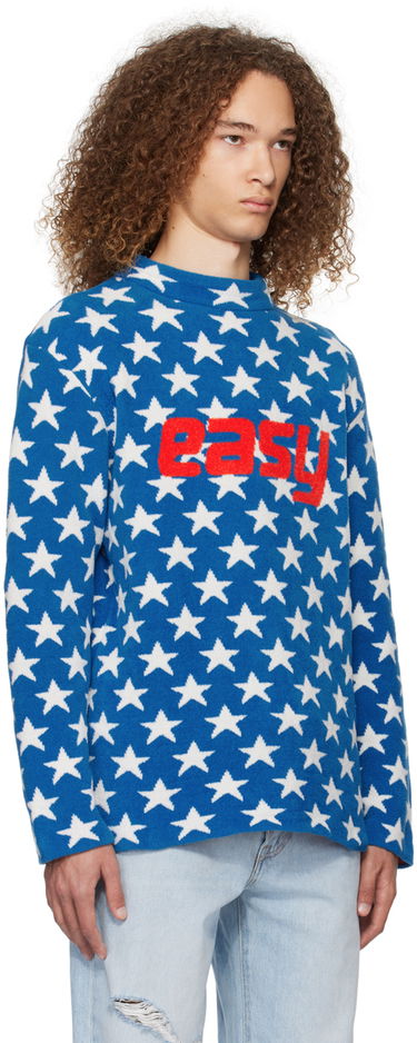 Sweater ERL 'Easy' Star-Print Knit Sweater Blå | ERL07N006, 3