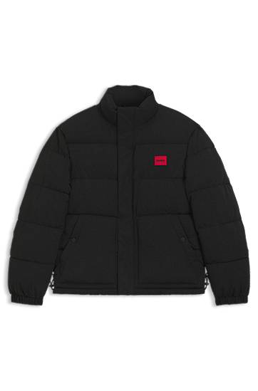 Pufferjacka BOSS Water-repellent Padded Puffer Jacket with Logo Patch Svart | 50547887, 0