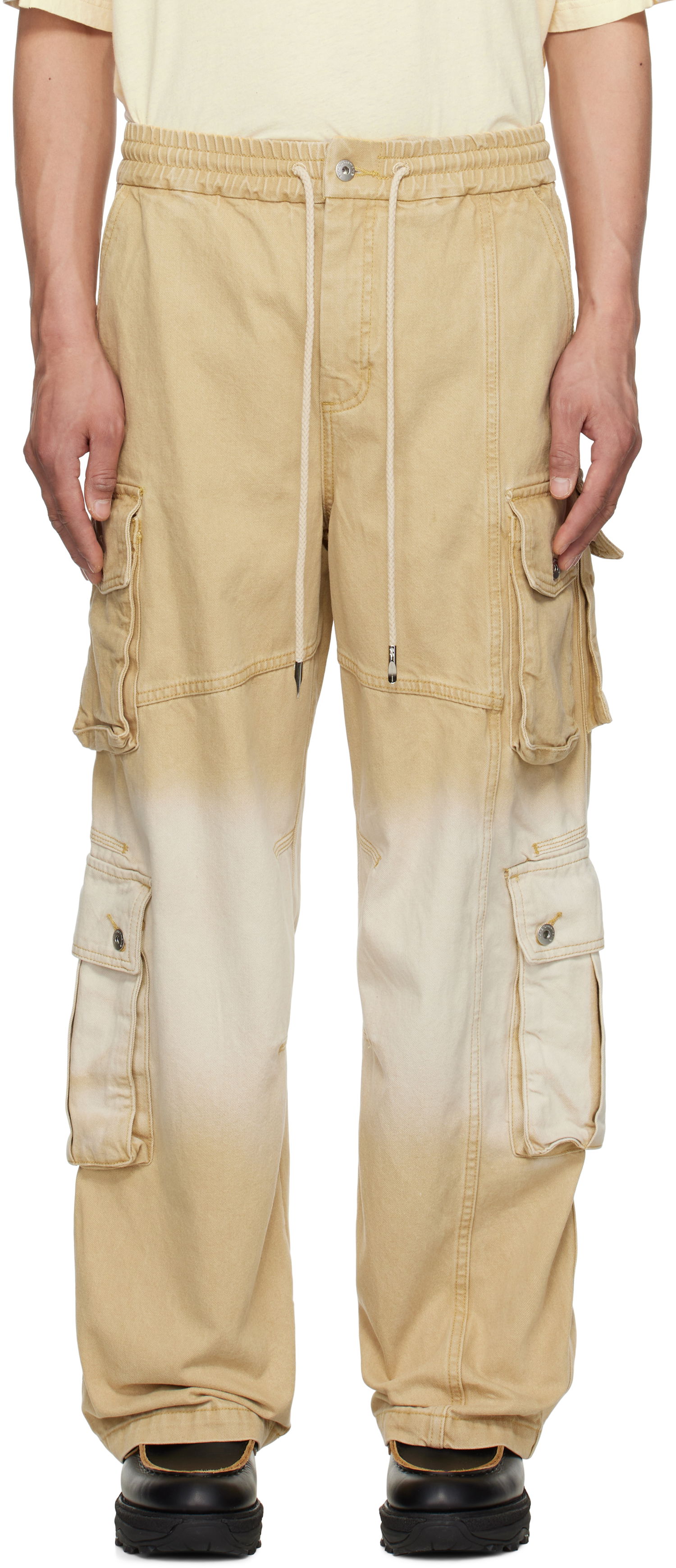 Cargo byxor Feng Chen Wang Feng Chen Wang Gradient Denim Cargo Pants Beige | FENG19TR22, 0