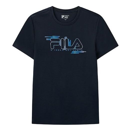 T-shirt FILA Loose Knit Graphic Short Sleeve T-Shirt Mörkblå | F11M122102F-NV