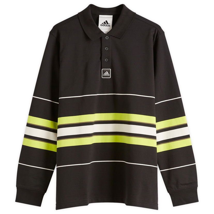Polotröja adidas Originals Striped Long Sleeve Polo Svart | JD5391