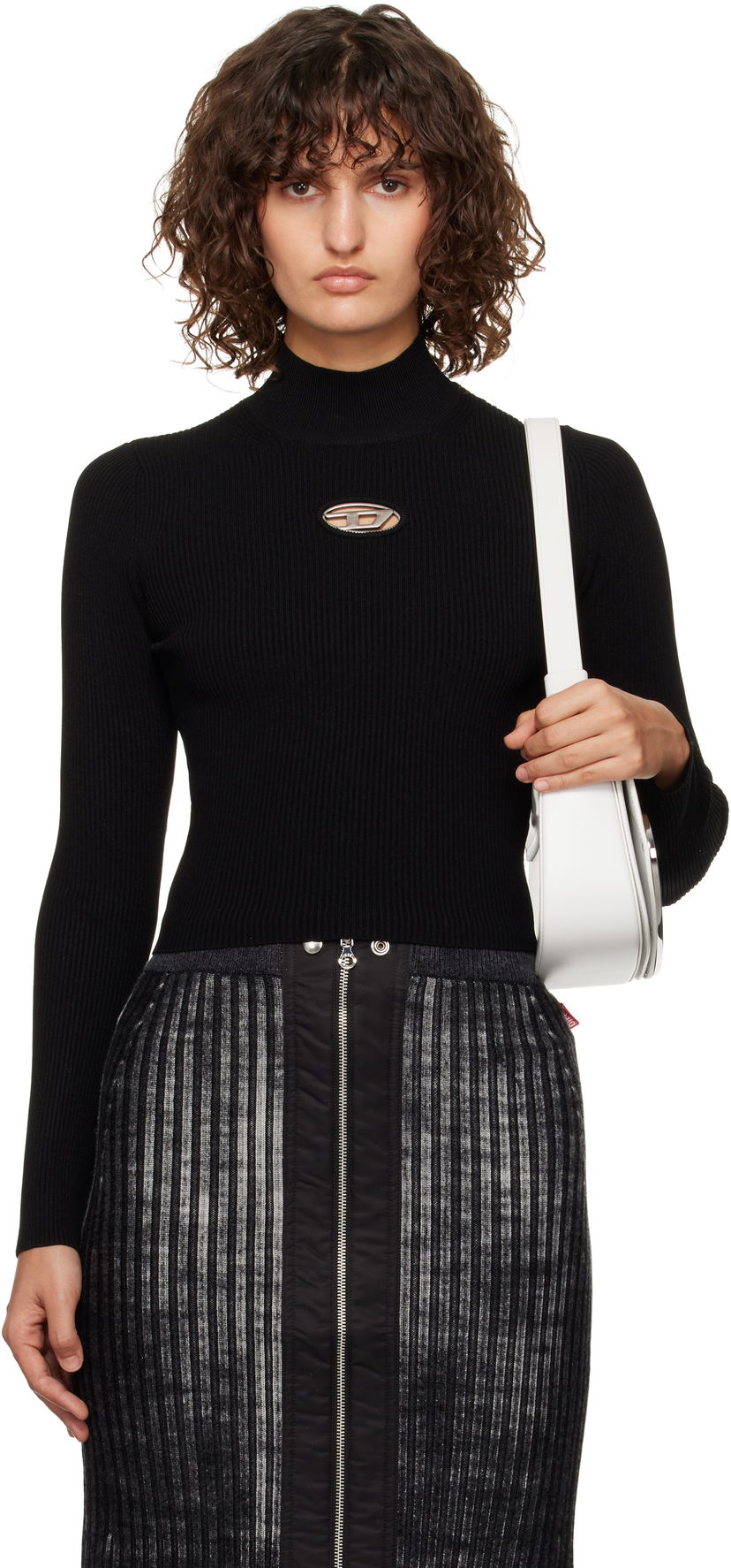 Sweater Diesel Fitted Cutout Detail Sweater Svart | A14187 0DLAX
