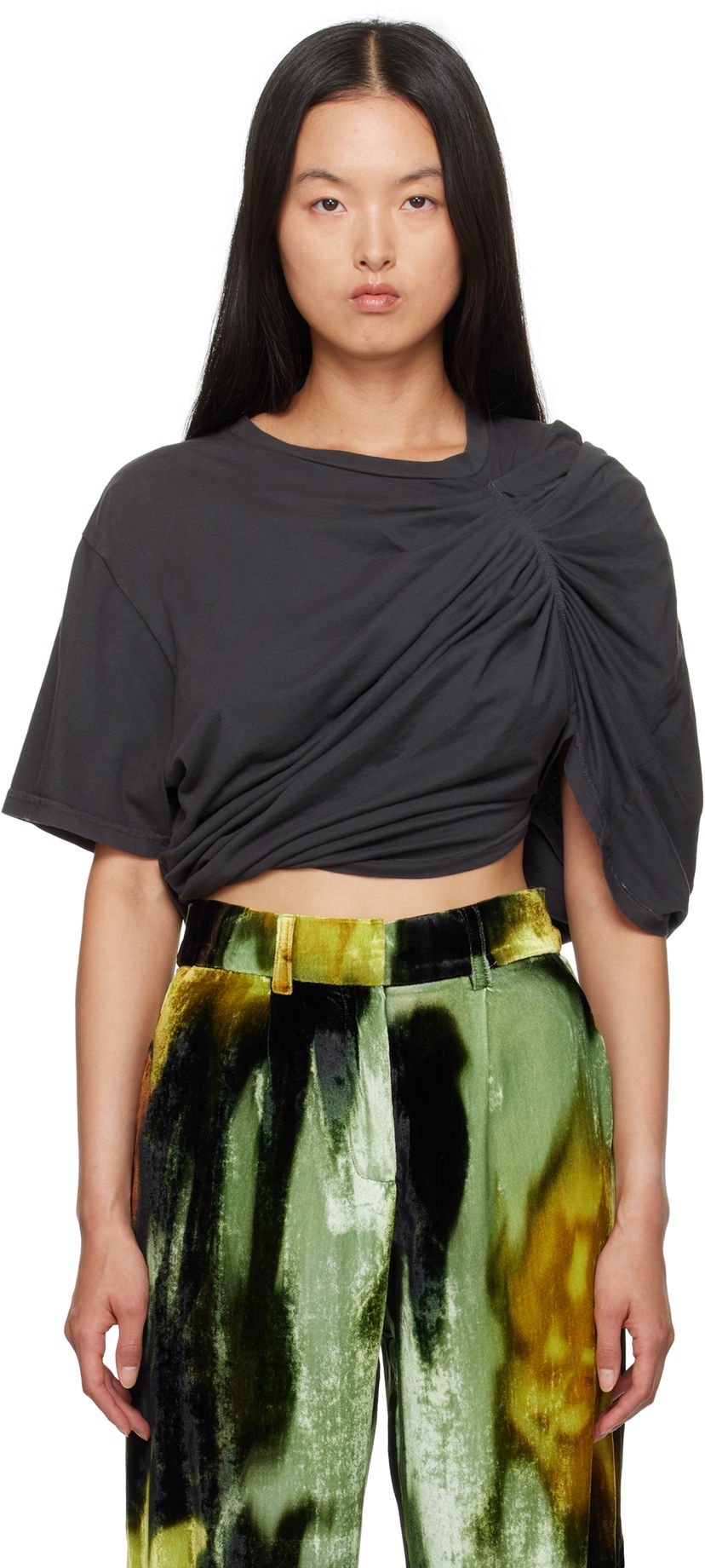 T-shirt Collina Strada Collina Strada Draped T-Shirt Svart | XX3395