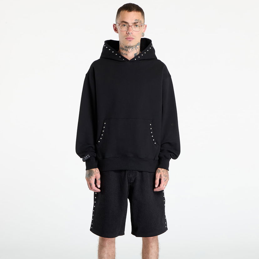 Sweatshirt Pleasures PLEASURES Daft Club Lucky Studded Hoodie Svart | P25DP004-BLACK