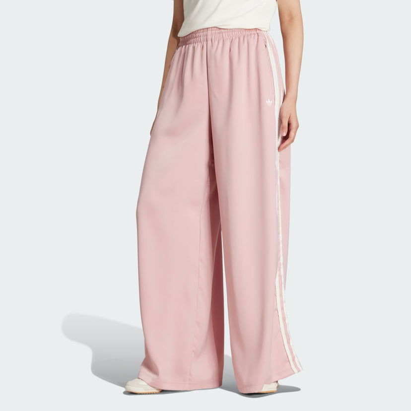 Byxor adidas Originals adidas Originals Satin Wide Leg Pants with Ruffle 3-Stripes Rosa | KC8815
