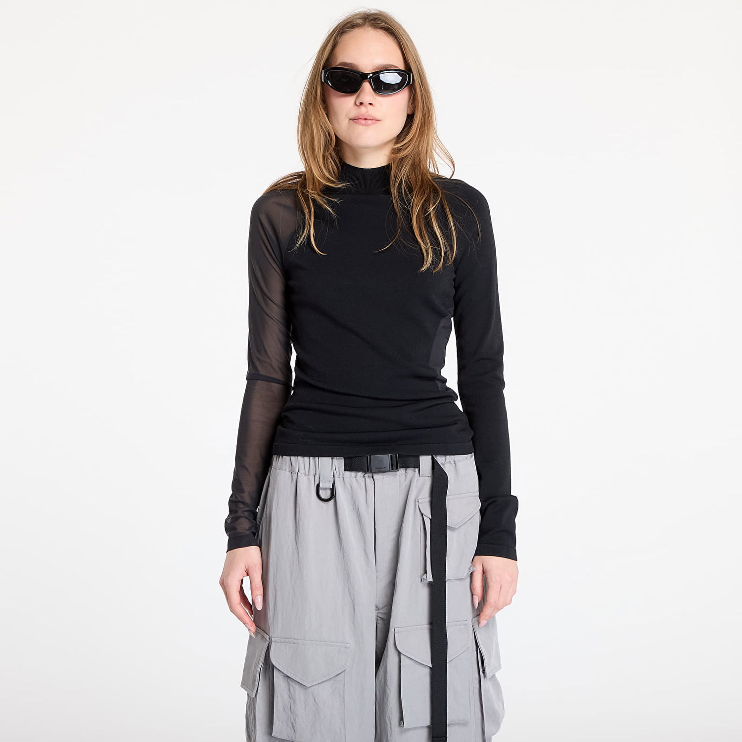 Skjorta Y-3 Black Long Sleeve Top With Mesh Svart | IW7489, 0