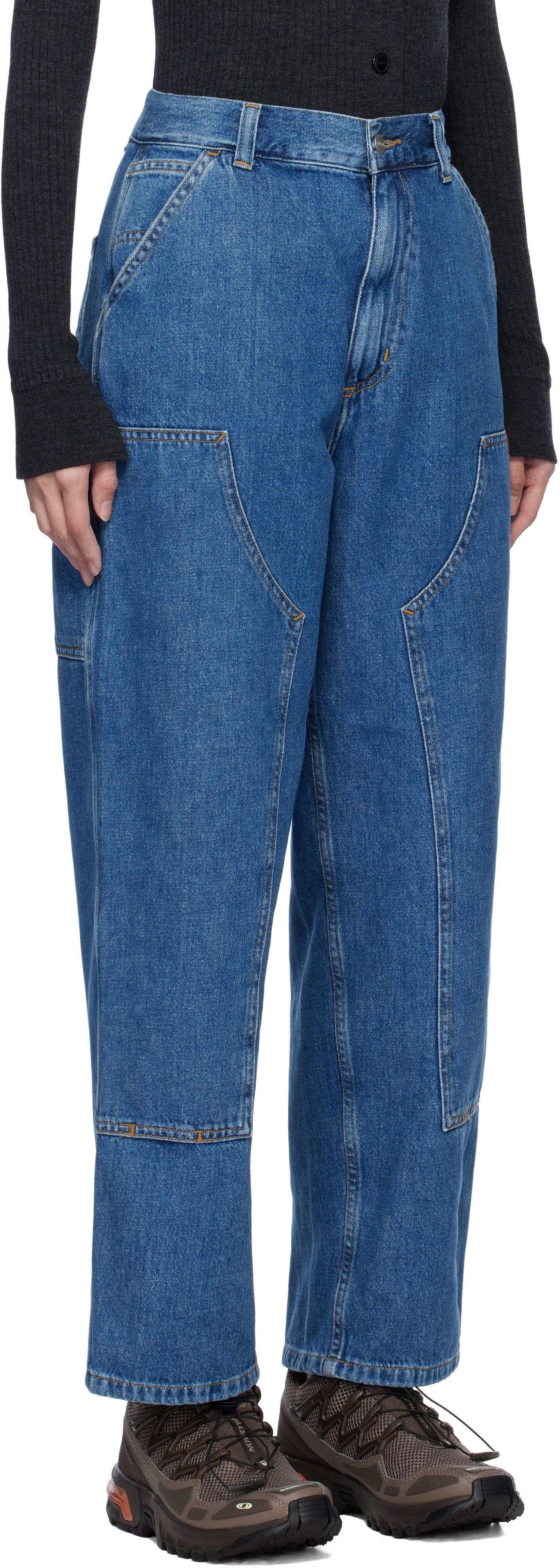 Jeans Carhartt WIP Double Knee Relaxed Fit Jeans Blå | I034229 0106, 1