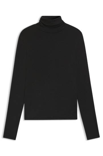 Sweater BOSS Stretch Jersey Rollneck Long-Sleeve Top Svart | 50548098, 0