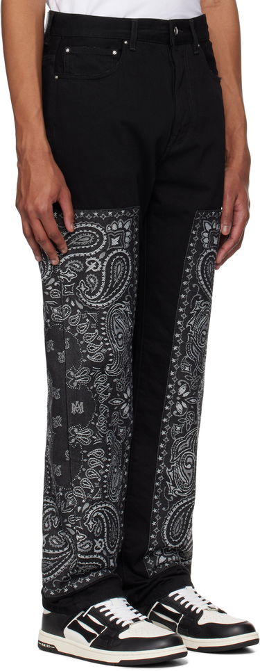 Jeans AMIRI AMIRI Bandana Jacquard Paneled Straight Jeans Svart | AMDNGH1060, 1