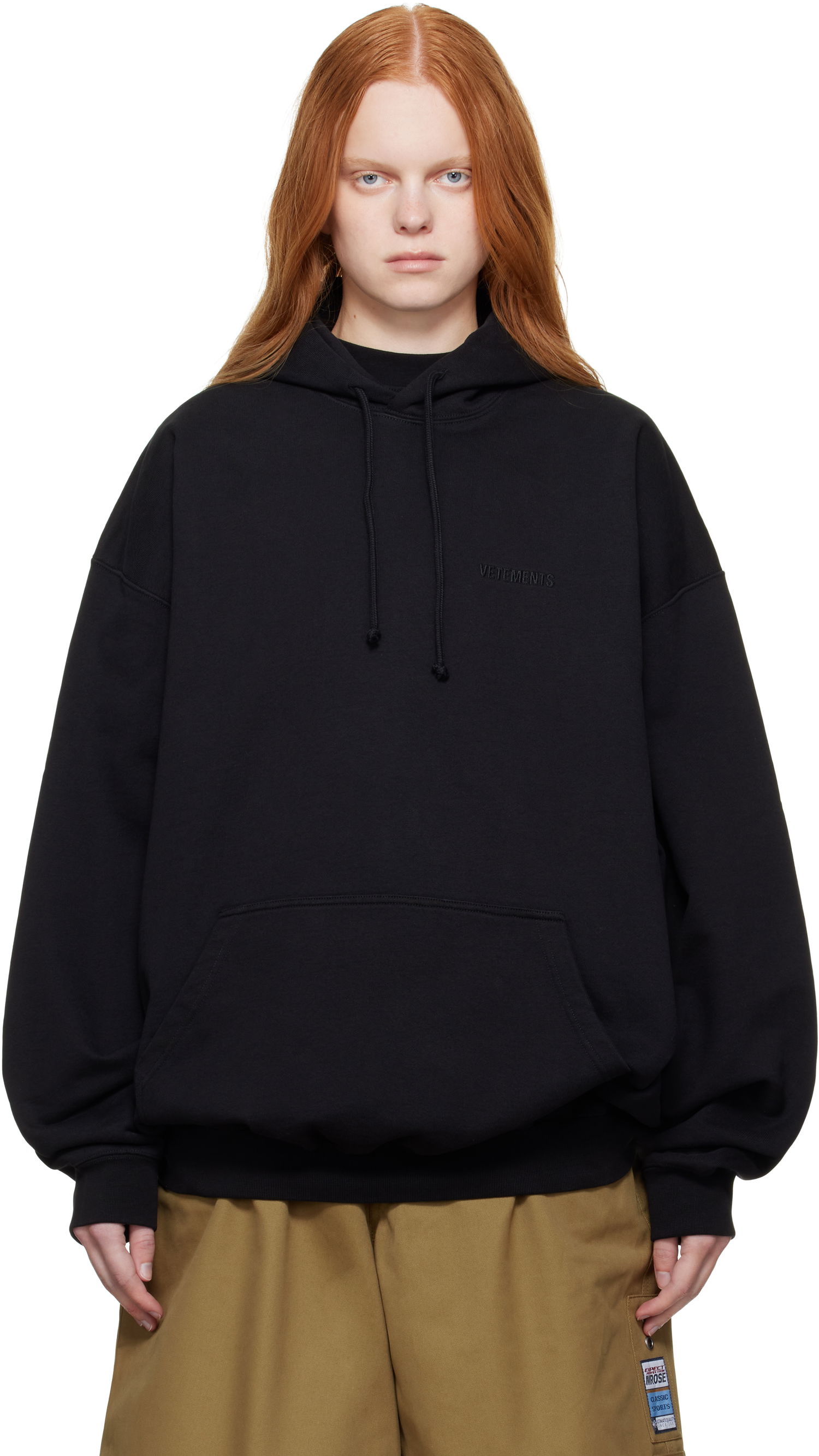 Sweatshirt VETEMENTS Vetements Logo Oversized Hoodie Svart | UH76HD100B, 0