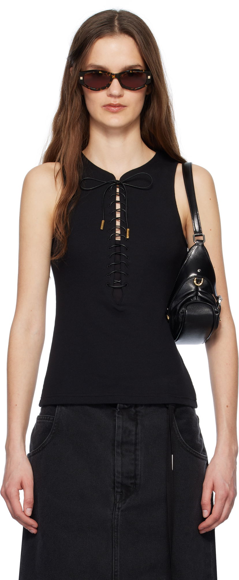 Linne Givenchy Givenchy Slim Fit Laces Detail 4G Tank Top Svart | BW70F2317P001