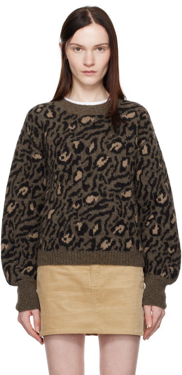 Sweater A.P.C. Leopard Print Crewneck Knit Sweater Grön | WPAAO-F23337, 0