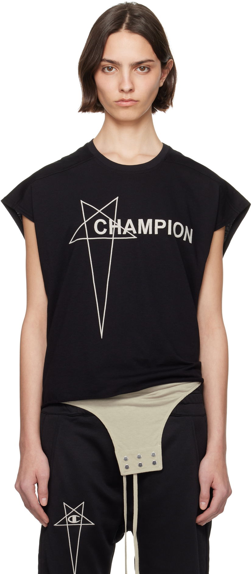 Linne Rick Owens Rick Owens Champion Edition Micro Tatlin Tank Top Svart | CW01E1668 CHJG