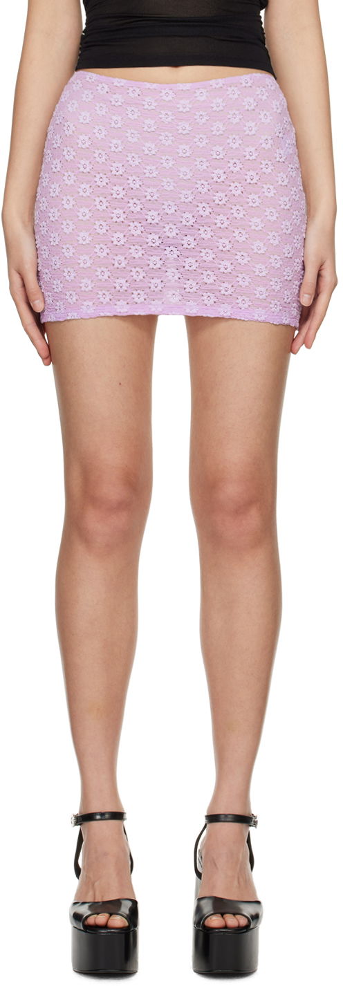 Kjol BY FAR BY FAR Rubi Floral Crochet Miniskirt Purpur | 24CRRMSSKLLSTRL, 0