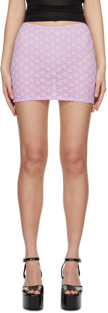 Kjol BY FAR BY FAR Rubi Floral Crochet Miniskirt Purpur | 24CRRMSSKLLSTRL, 0