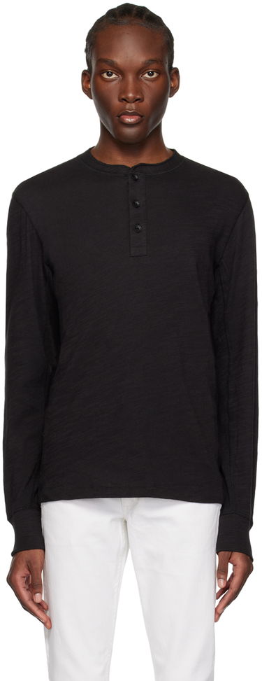 T-shirt rag & bone Flame Long Sleeve Henley Svart | M000T676G, 0