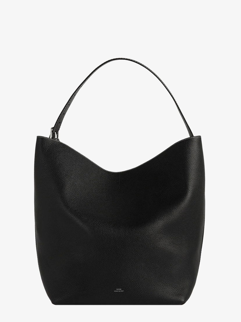 Tygpåse TOTEME Toteme Women's Black Leather Shoulder Bag Svart | 234WAL853LE0030001