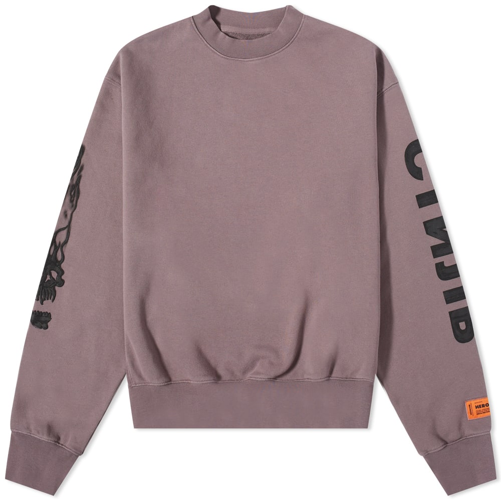 Sweater HERON PRESTON Flaming Skull Crewneck Grå | HMBA020F22JER0010910, 0