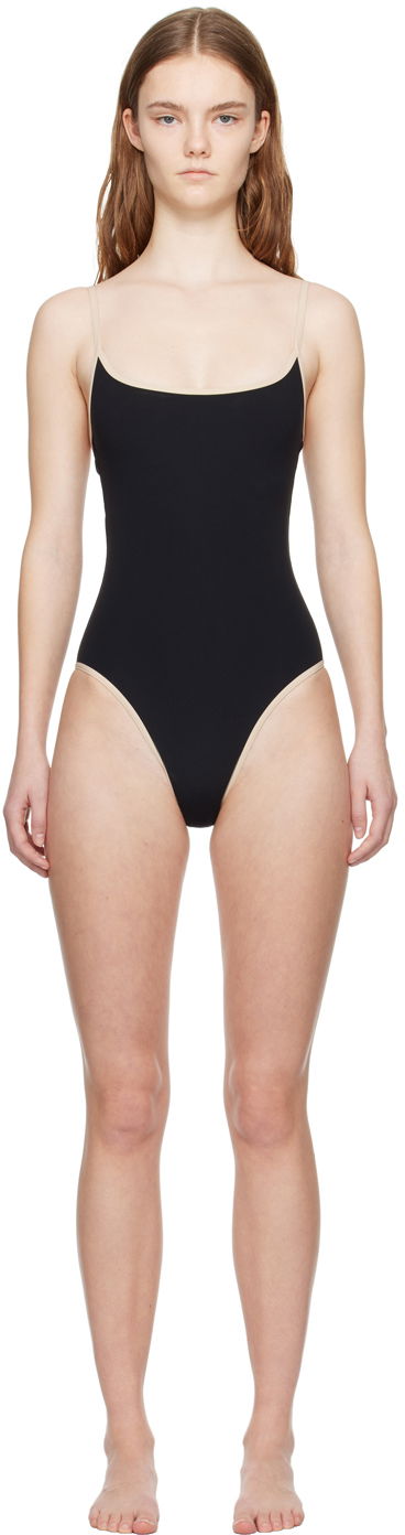 Badkläder TOTEME TOTEME Stripe Edge One-Piece Swimsuit Svart | 241-WSW1031-FB0097