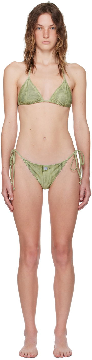 Badkläder Acne Studios Green Printed Bikini Grön | AJ0014-